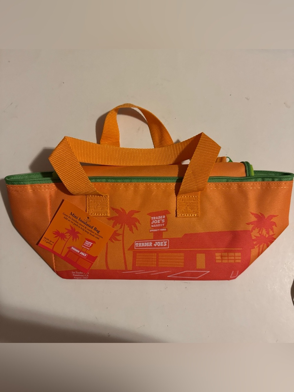 Trader Joe's 2026 Mini Insulated Tote Bag Orange Green NWT
